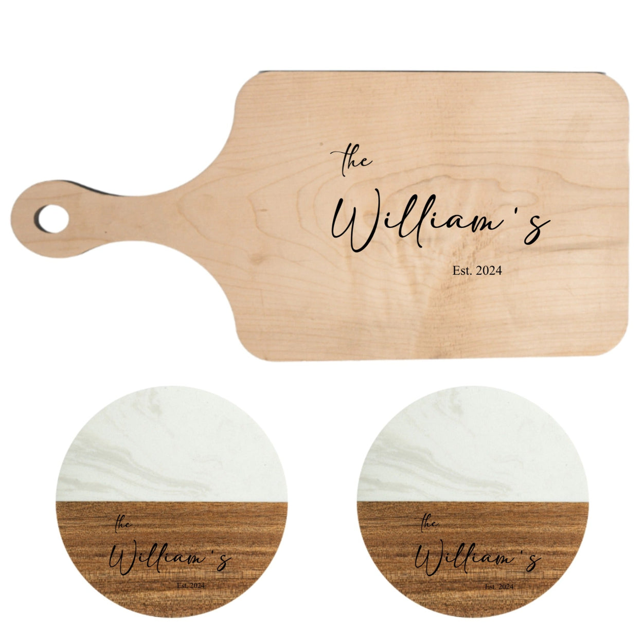 Customized Cutting Board & Coasters Gift Set