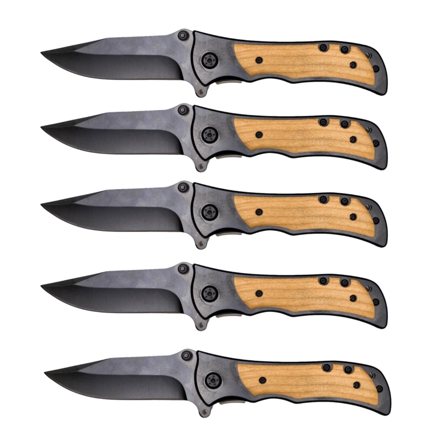 Customized Groomsmen Set of 5 Black Metal Knives