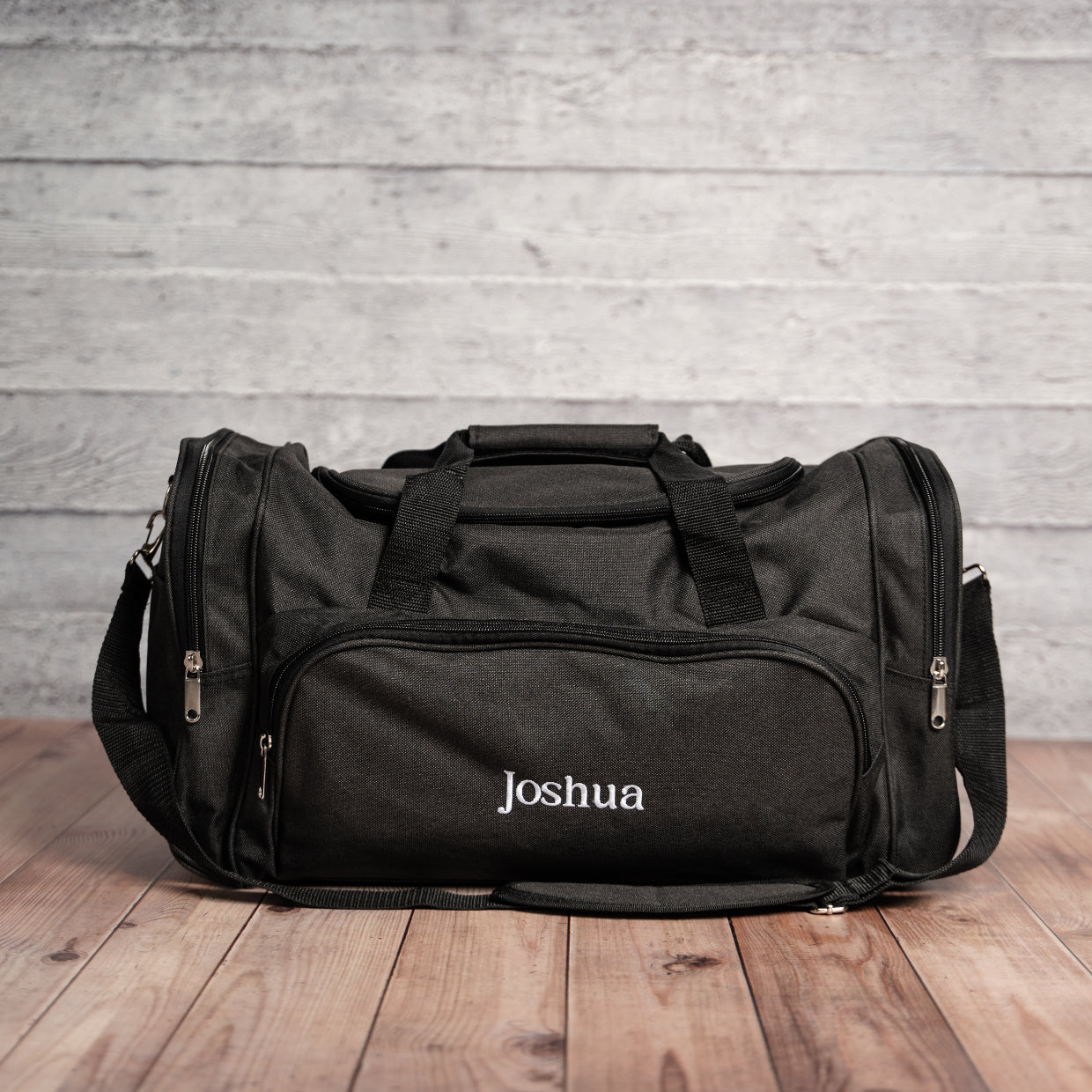 Customized Embroidered Black Duffle Bag