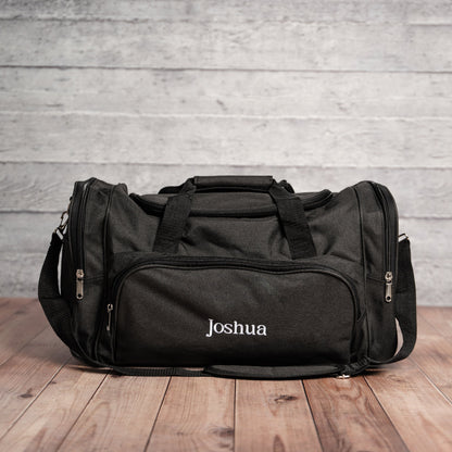 Customized Embroidered Black Duffle Bag