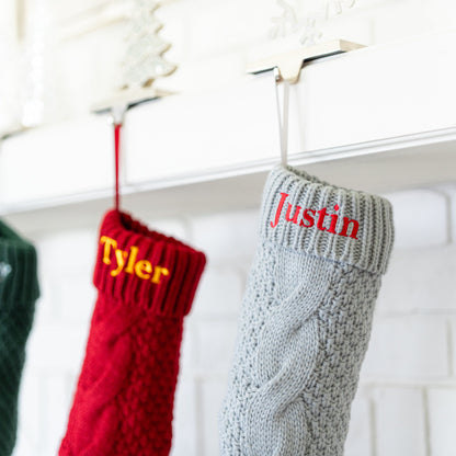 Custom Embroidered Cable Knit Christmas Stockings