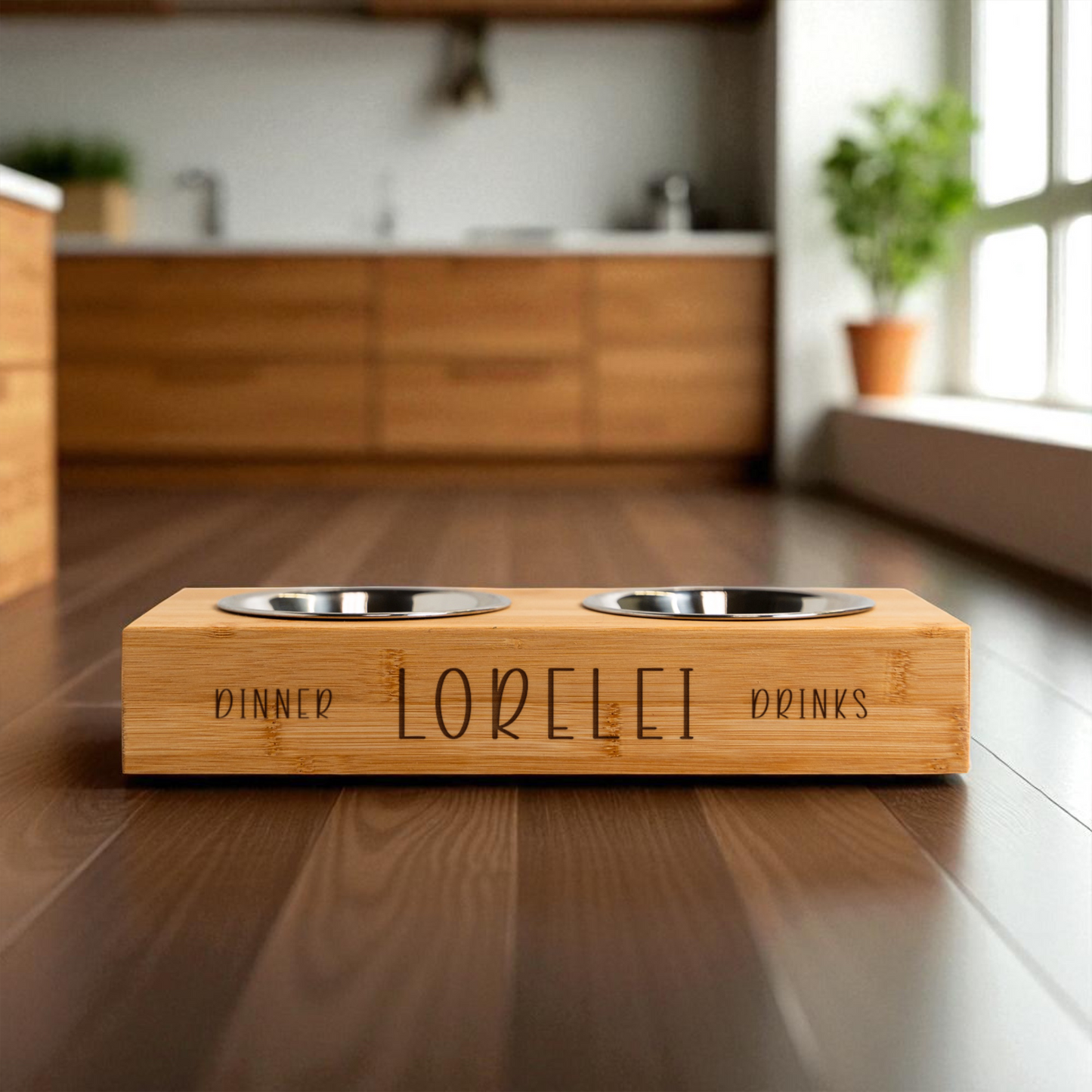 Customized Wood Pet Feeding Stand with Dog Bowls