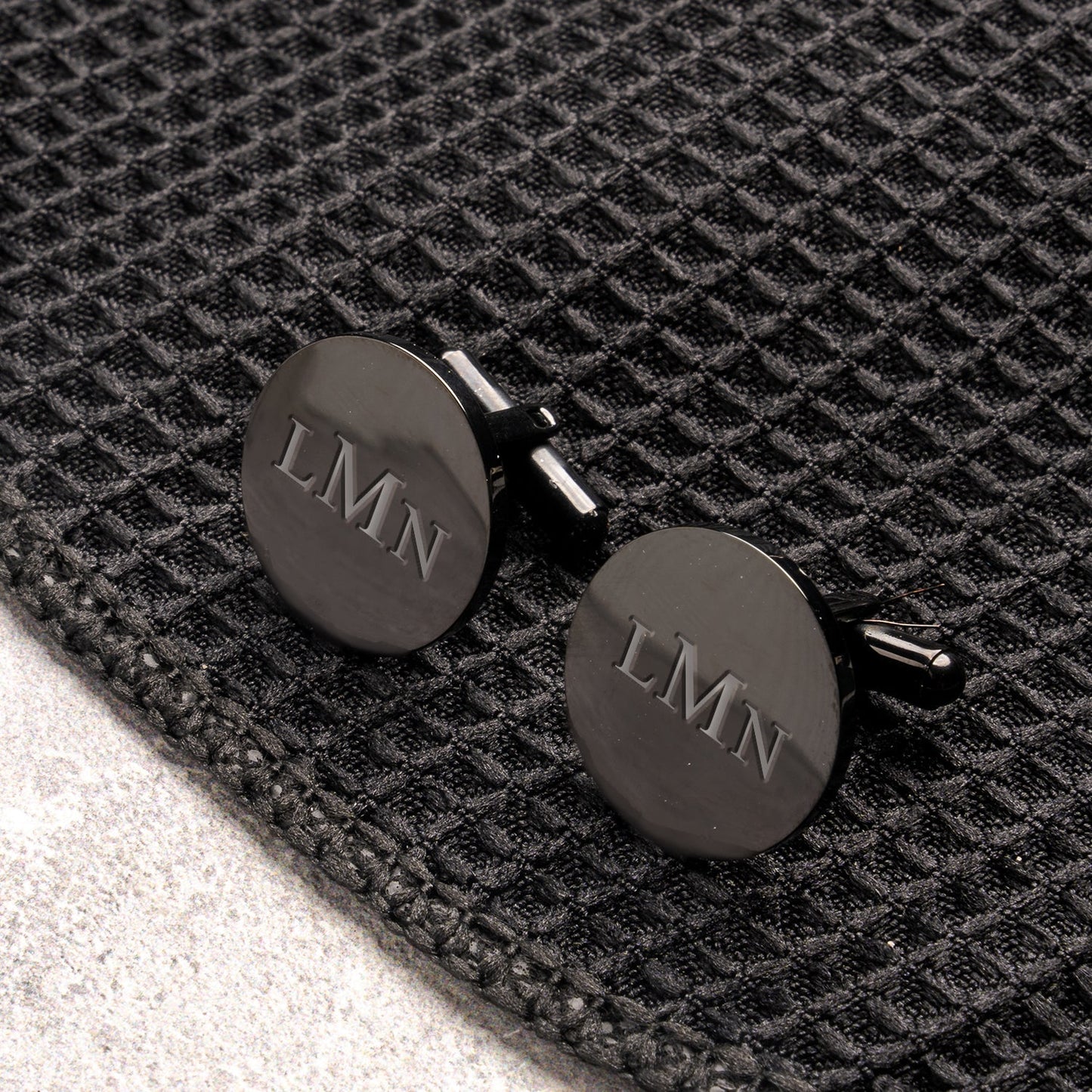 Customizable Round Black Cufflinks