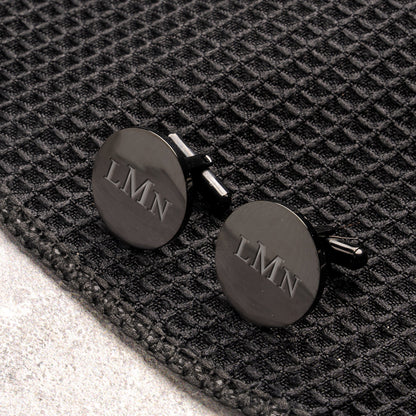 Customizable Round Black Cufflinks