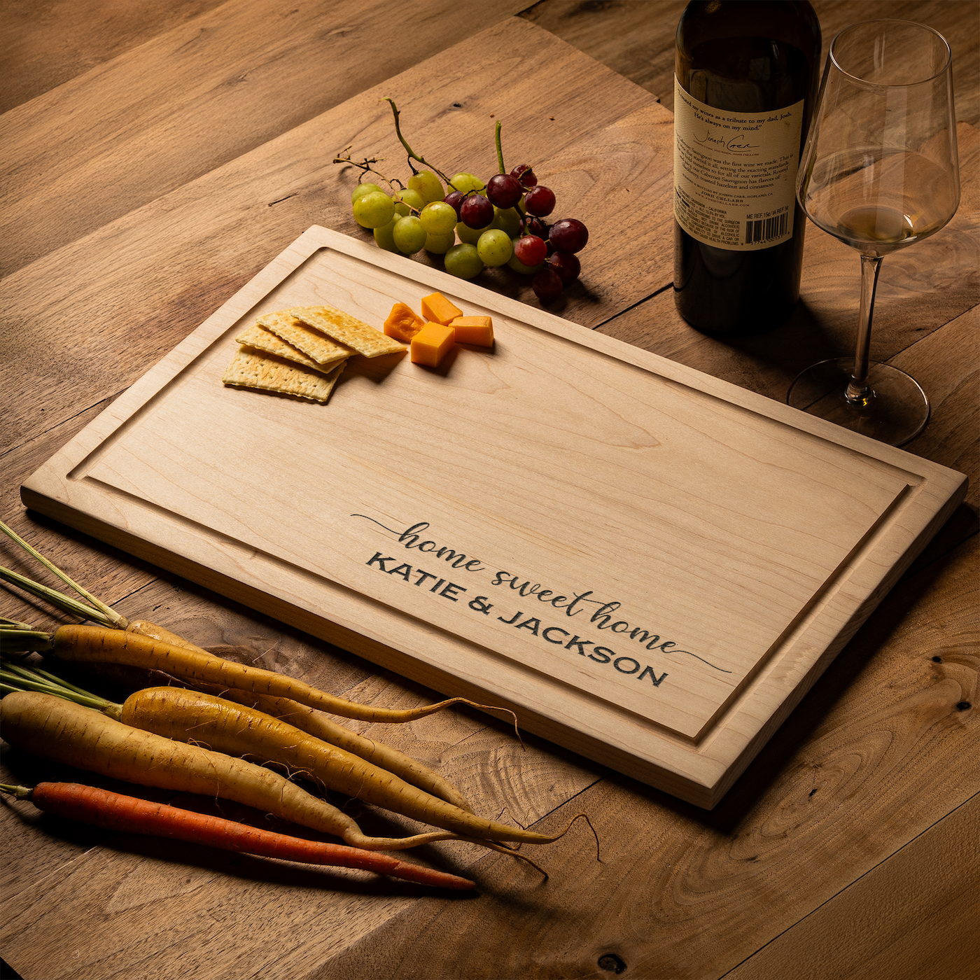 Customized Rectangle Cutting Boards - Elegant Name & Date Designs Bottom Right
