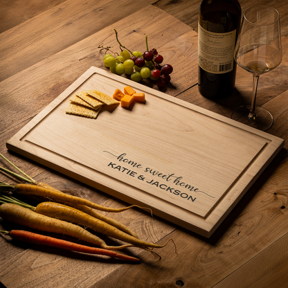 Customized Rectangle Cutting Boards - Elegant Name & Date Designs Bottom Right