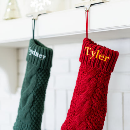 Custom Embroidered Cable Knit Christmas Stockings