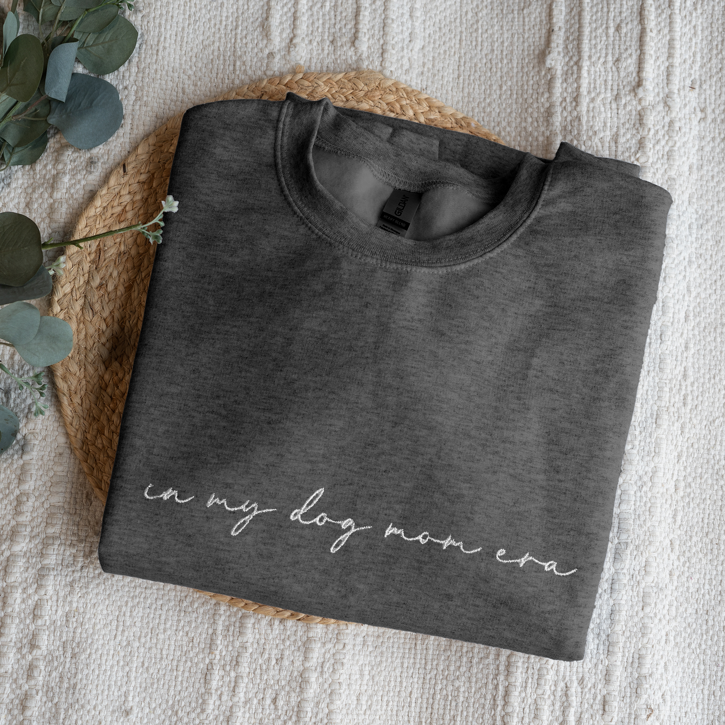 Customized In My Dog Mom Era Crewneck with Names on Sleeve