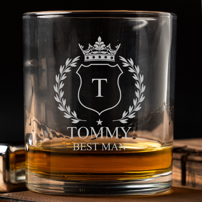 Custom Lowball Whiskey Glass - Groomsmen, Bridesmaids, Best Man