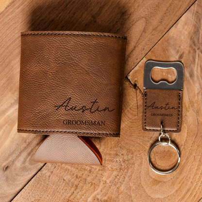 Customized Can Cooler & Bottle Opener Gift Set