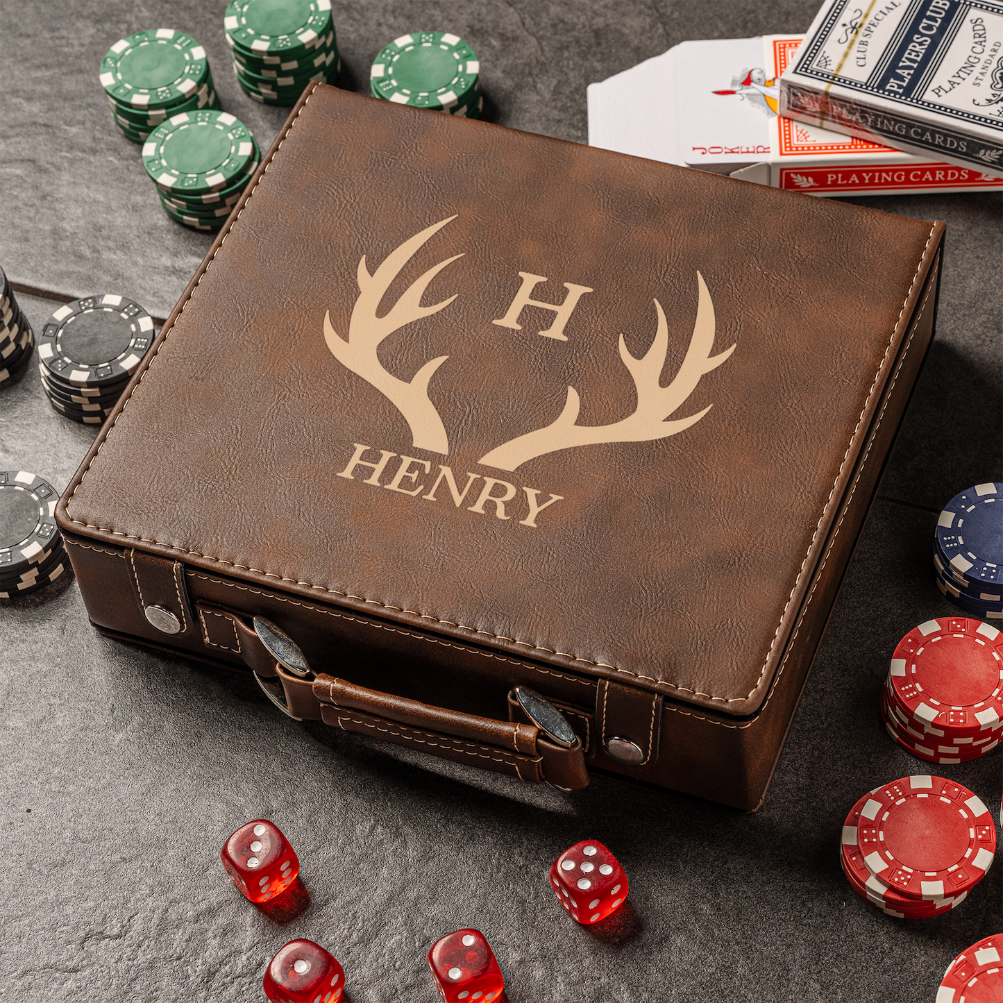 Customized Rustic Poker Set