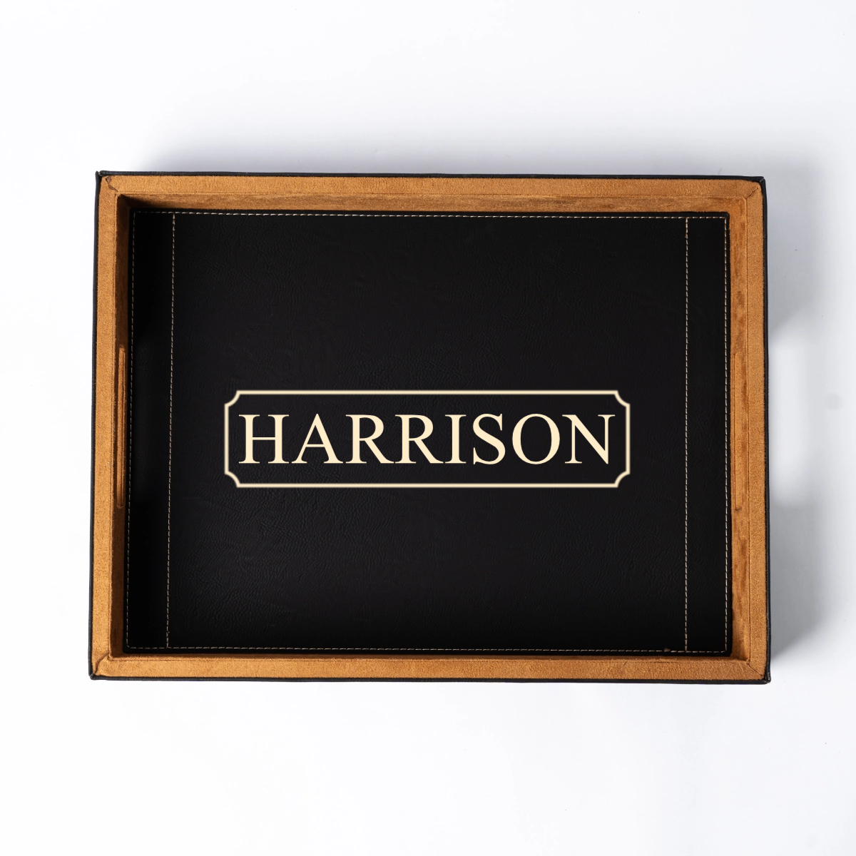 Customized Black Vegan Leather Serving Tray