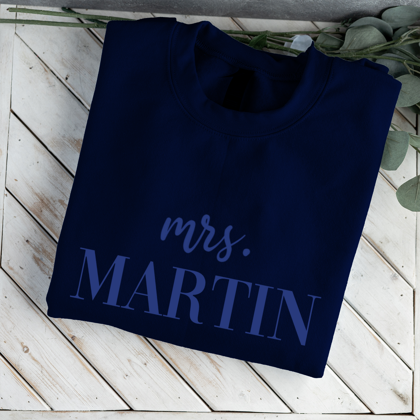 Customized Mrs. Sweatshirt with Initials on Sleeve