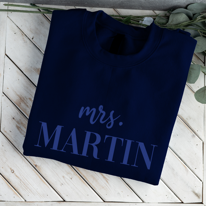 Customized Mrs. Sweatshirt with Initials on Sleeve