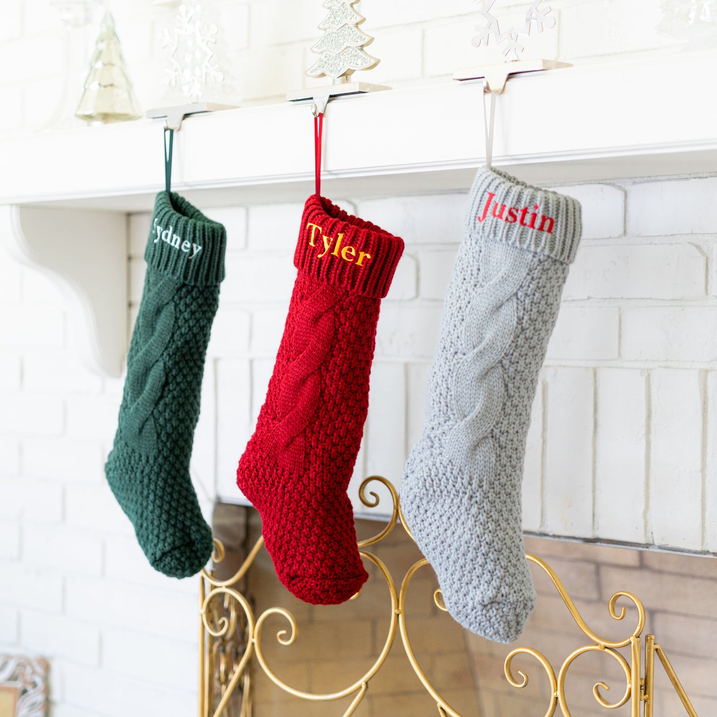 Custom Embroidered Cable Knit Christmas Stockings