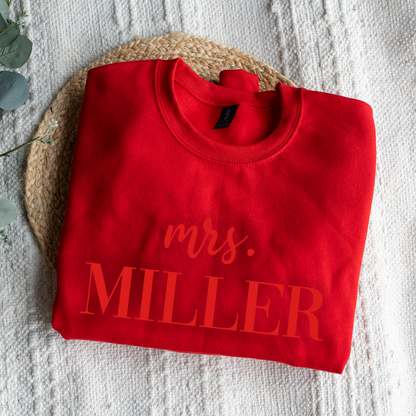 Customized Mrs. Sweatshirt with Initials on Sleeve
