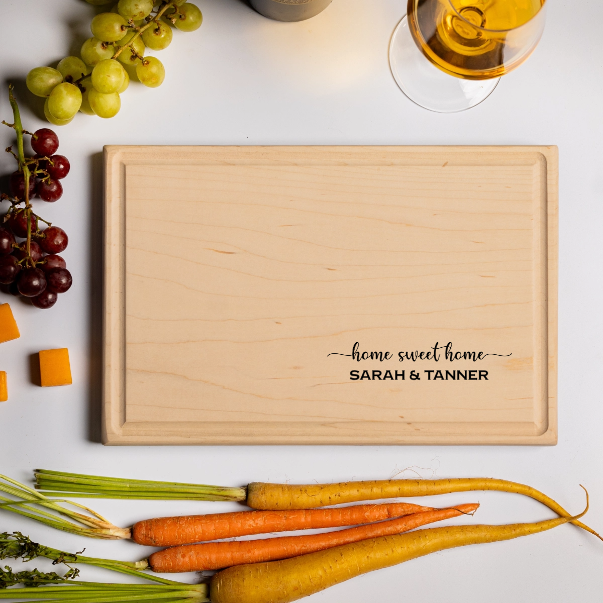 Customized Rectangle Cutting Boards - Elegant Name & Date Designs Bottom Right