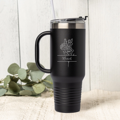 Customized 40oz Split Birth Flower Tumbler