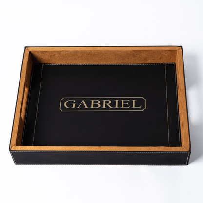 Customized Black Vegan Leather Serving Tray