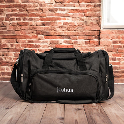 Customized Embroidered Black Duffle Bag