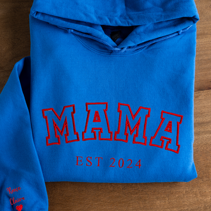 Customized Mama Hoodie with Names on Sleeve