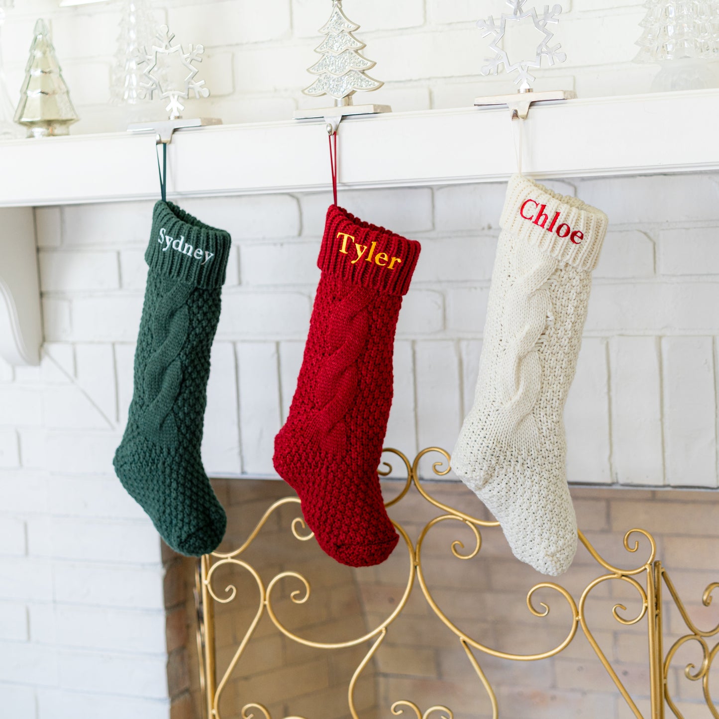 Custom Embroidered Cable Knit Christmas Stockings
