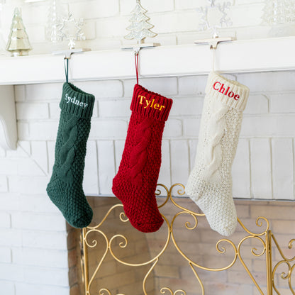 Custom Embroidered Cable Knit Christmas Stockings