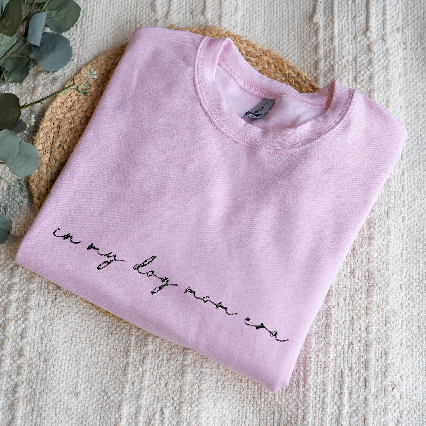 Customized In My Dog Mom Era Crewneck with Names on Sleeve