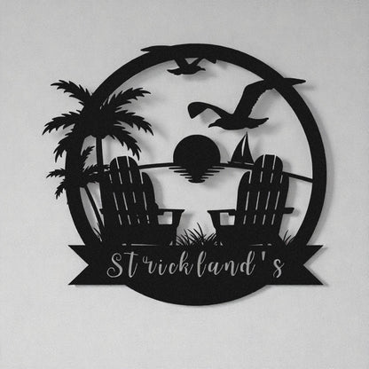 Customized Metal Sign Beach Design
