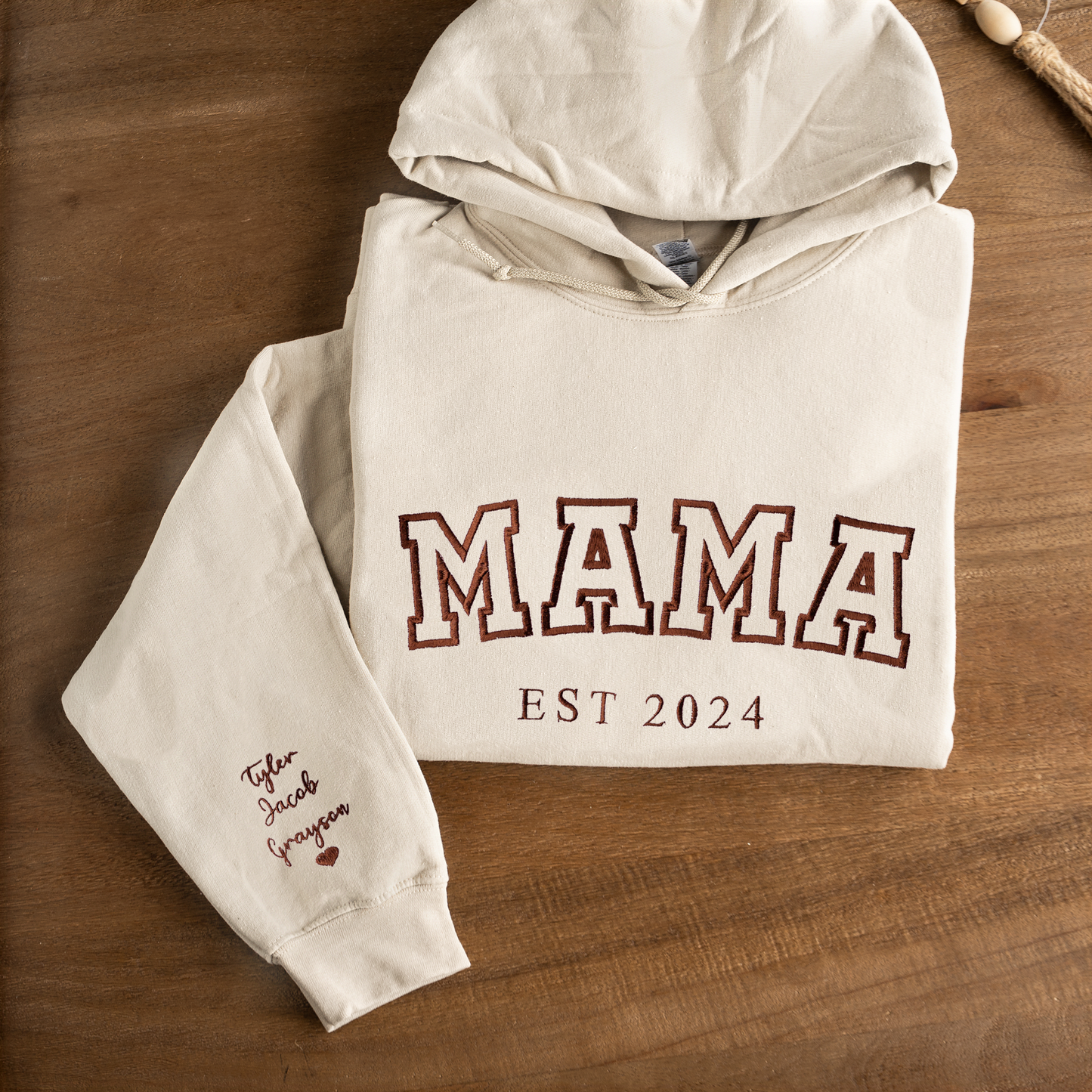 Customized Mama Hoodie with Names on Sleeve