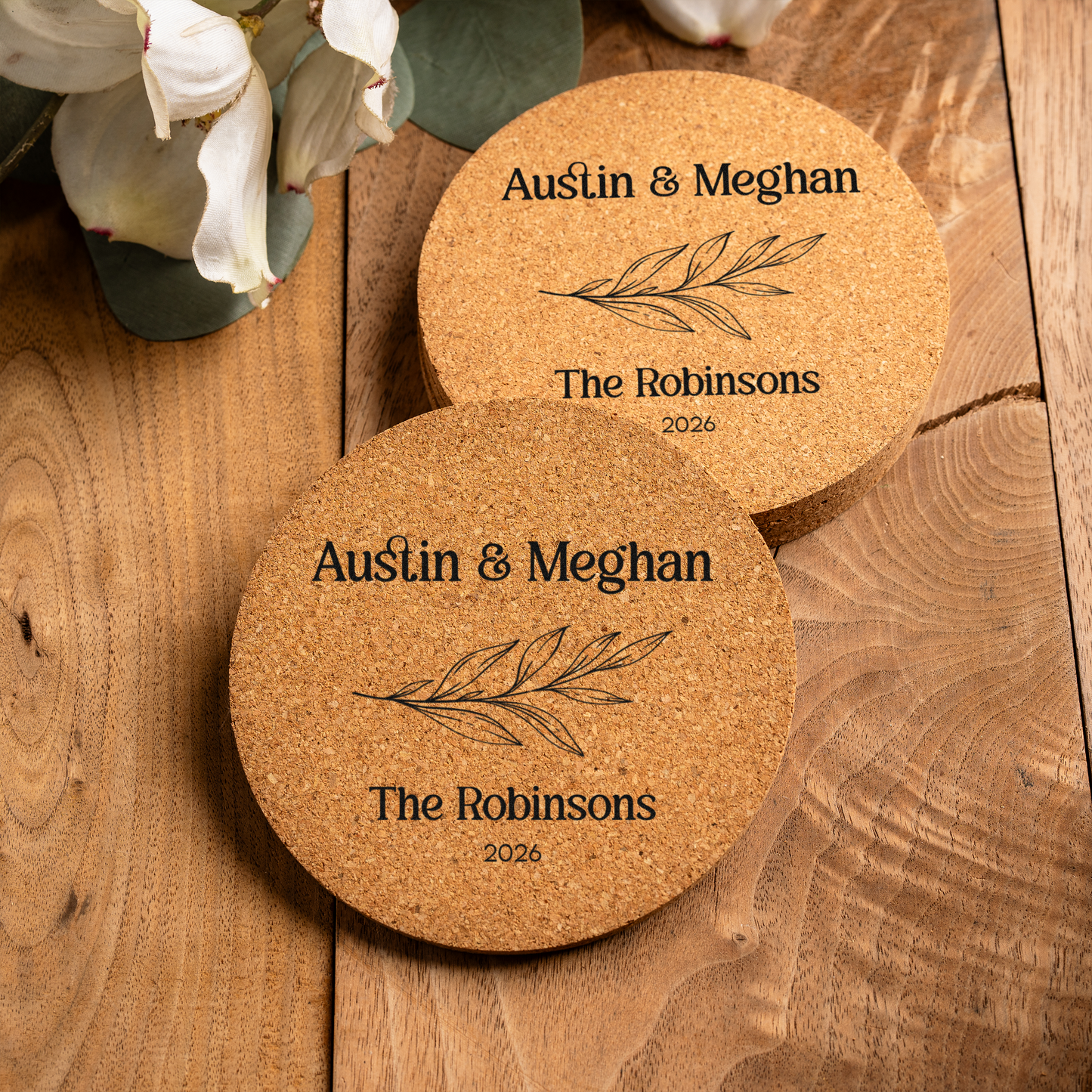 Customized Wedding Cork Coasters