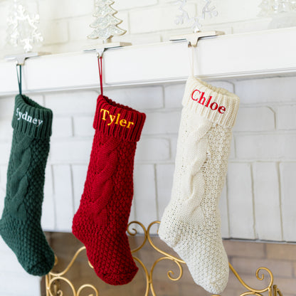 Custom Embroidered Cable Knit Christmas Stockings