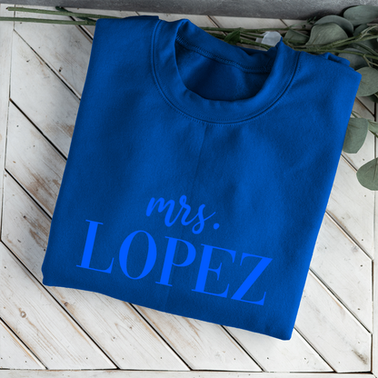 Customized Mrs. Sweatshirt with Initials on Sleeve