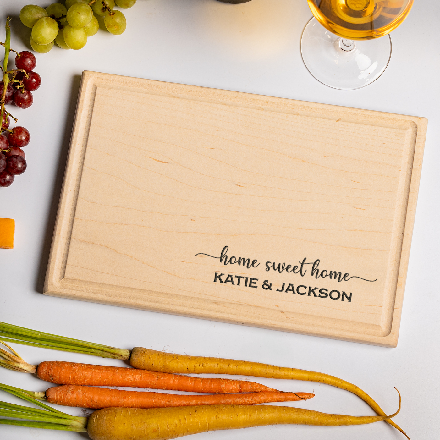 Customized Rectangle Cutting Boards - Elegant Name & Date Designs Bottom Right