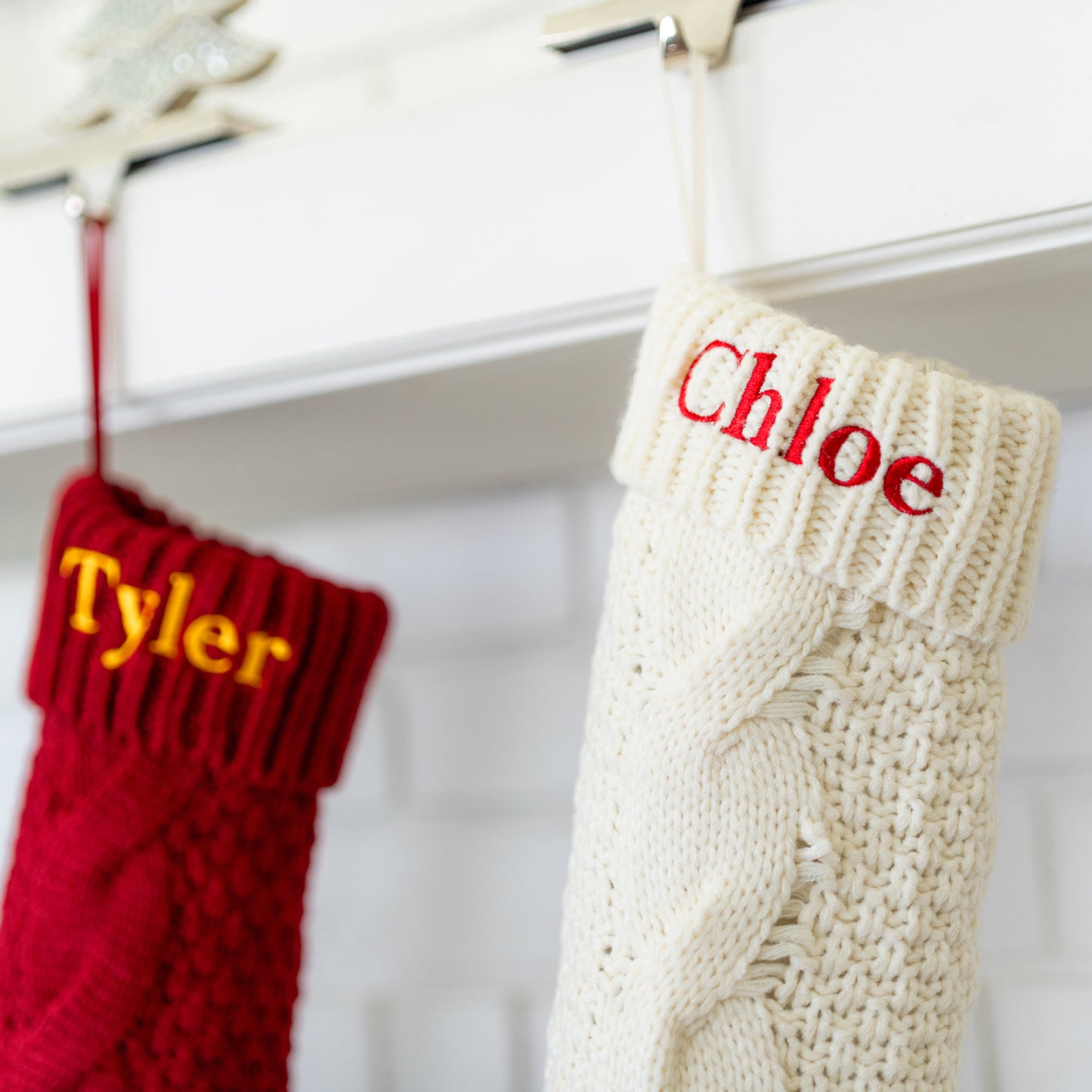 Custom Embroidered Cable Knit Christmas Stockings