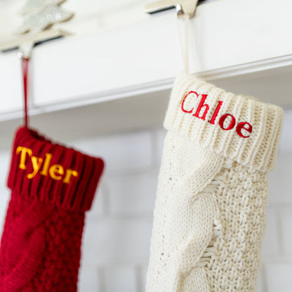 Custom Embroidered Cable Knit Christmas Stockings