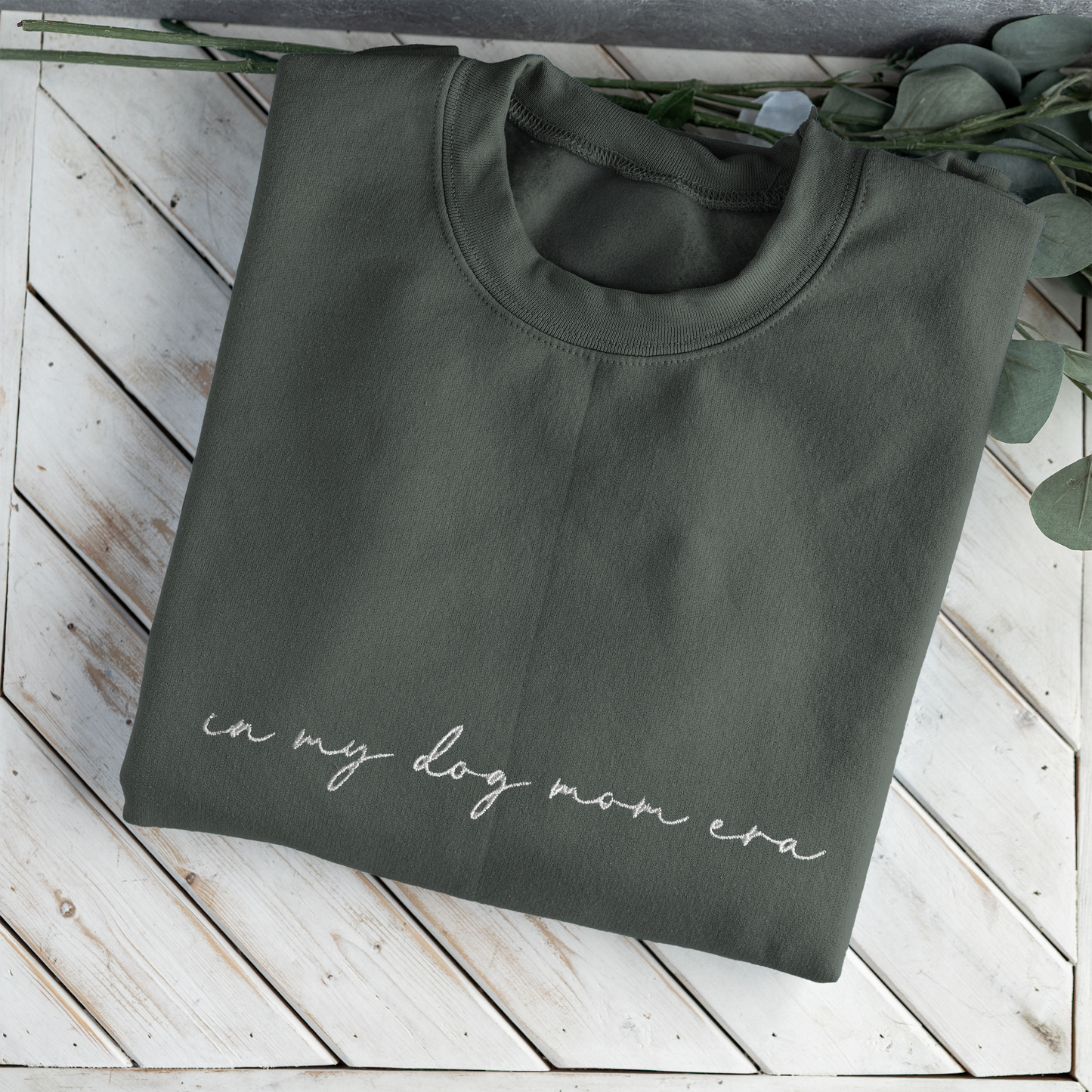 Customized In My Dog Mom Era Crewneck with Names on Sleeve
