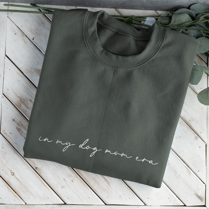 Customized In My Dog Mom Era Crewneck with Names on Sleeve