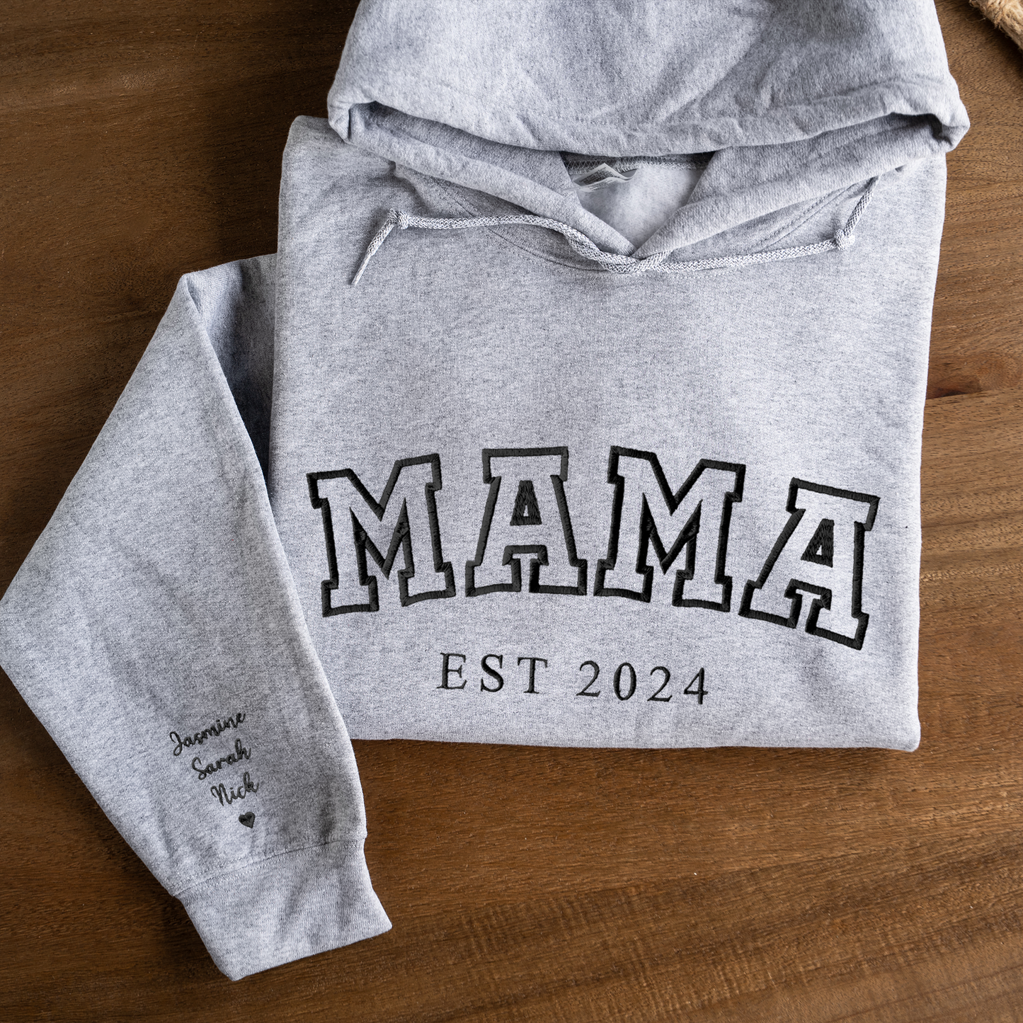 Customized Mama Hoodie with Names on Sleeve