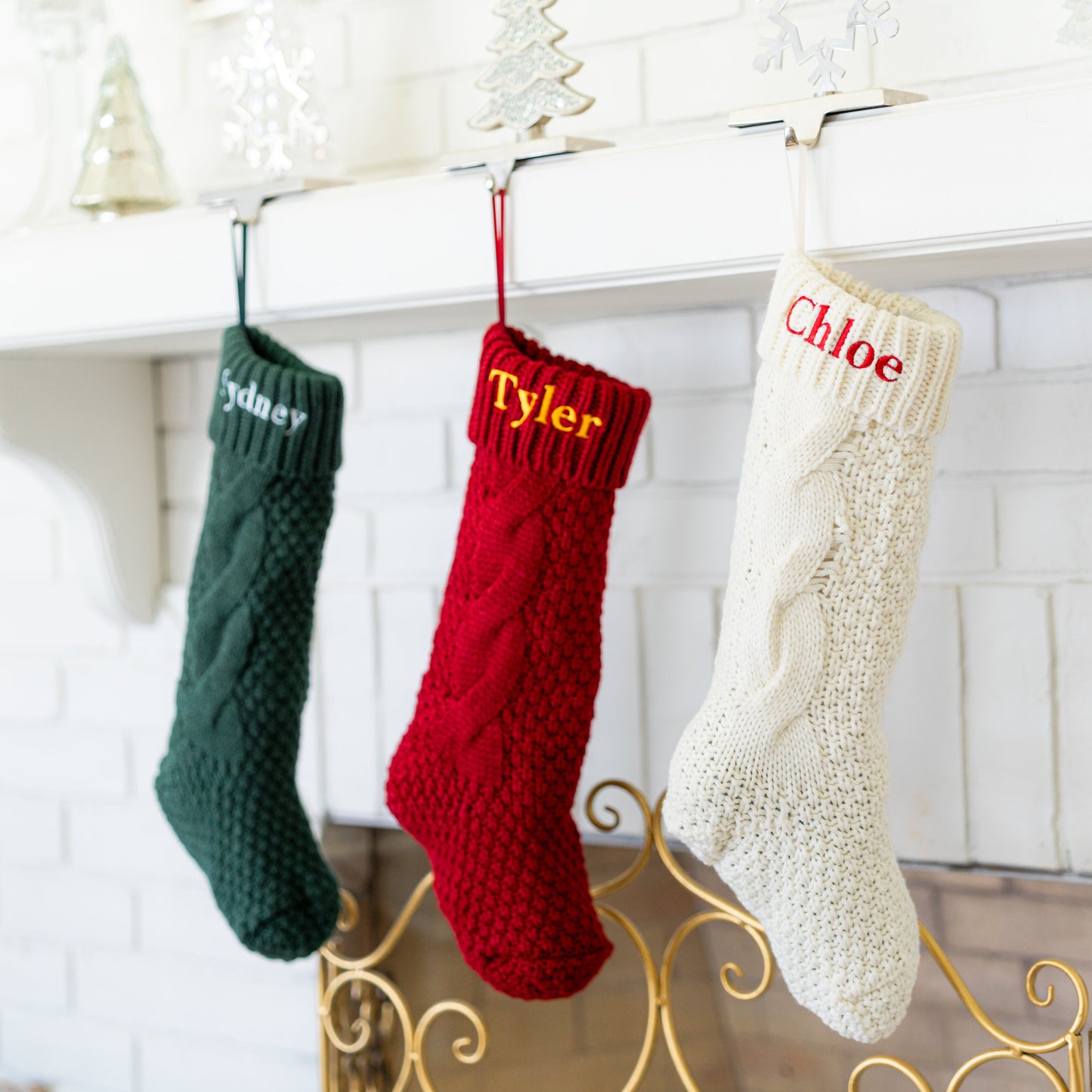 Custom Embroidered Cable Knit Christmas Stockings