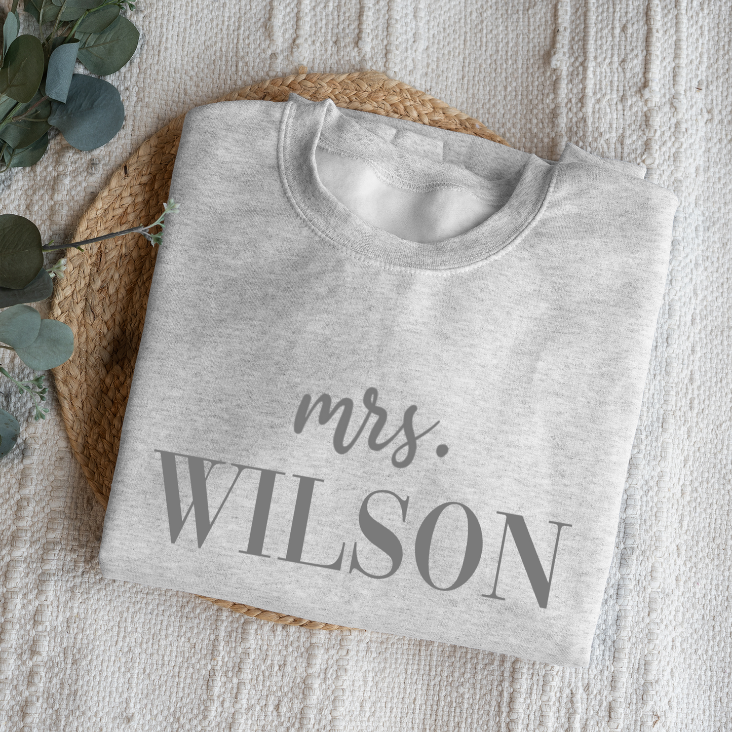 Customized Mrs. Sweatshirt with Initials on Sleeve