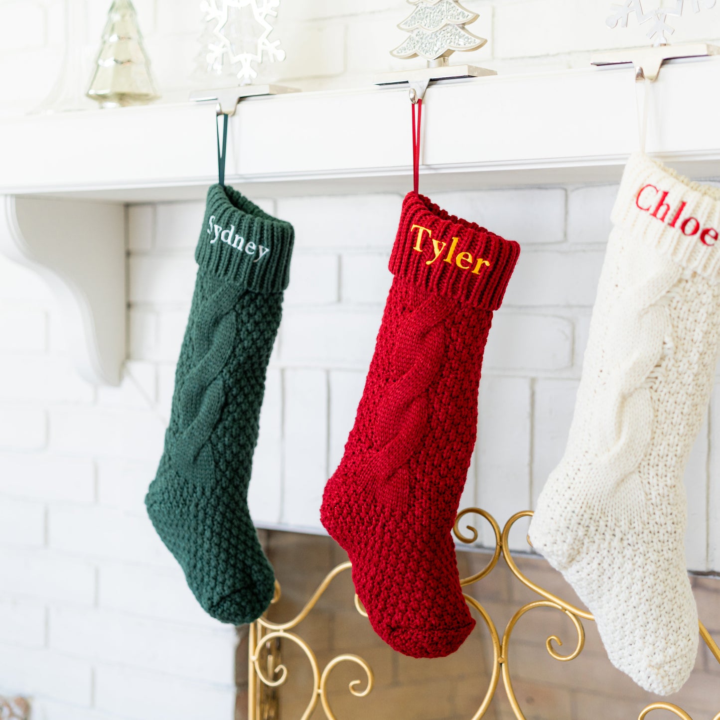 Custom Embroidered Cable Knit Christmas Stockings
