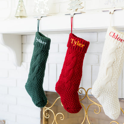 Custom Embroidered Cable Knit Christmas Stockings