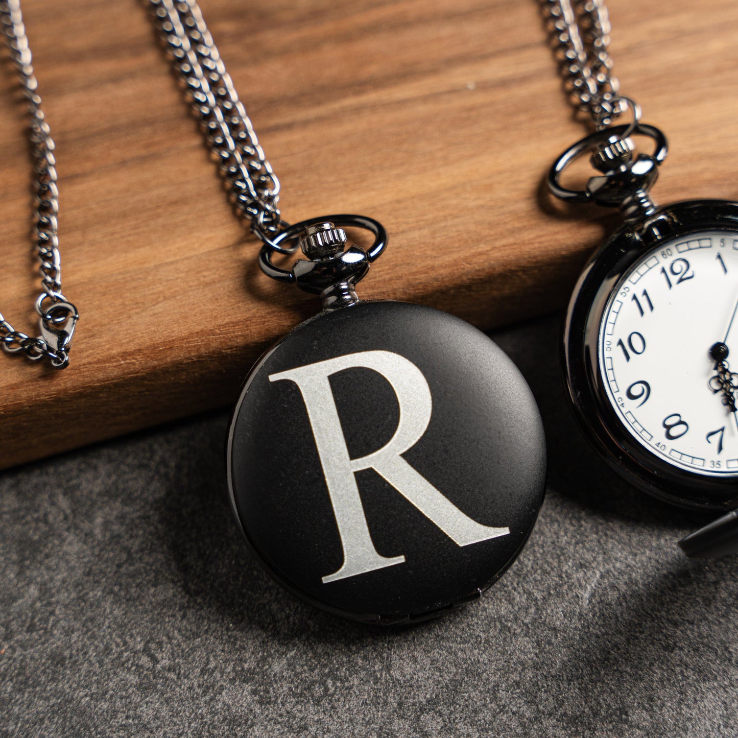 Customized Black Pocket Watch