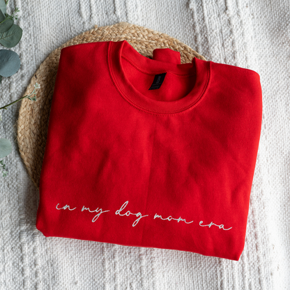 Customized In My Dog Mom Era Crewneck with Names on Sleeve