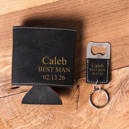 Customized Can Cooler & Bottle Opener Gift Set