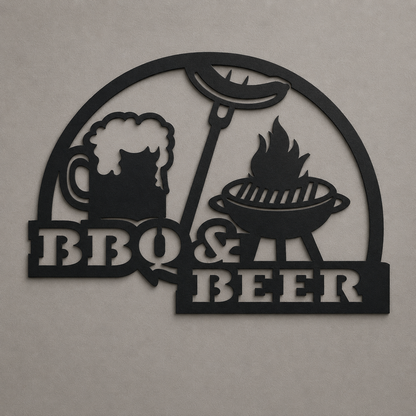 BBQ and Beer Metal Sign