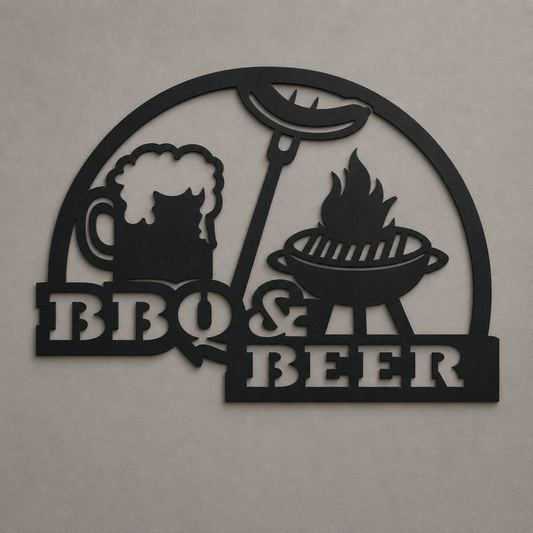 BBQ and Beer Metal Sign