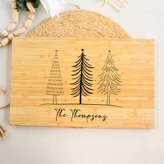 Customized 11x17 Bamboo Cutting Board Christmas Tree