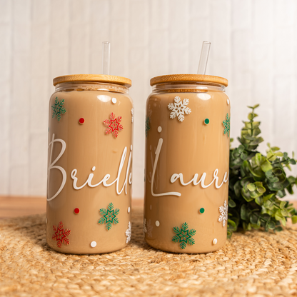 Customized Snowflake Glass Cans